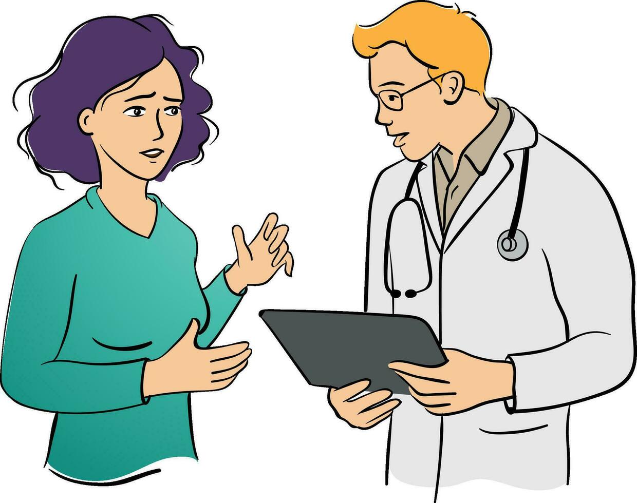 Female patient male doctor talking vector