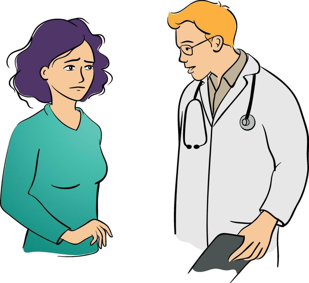 Female patient male doctor talking vector