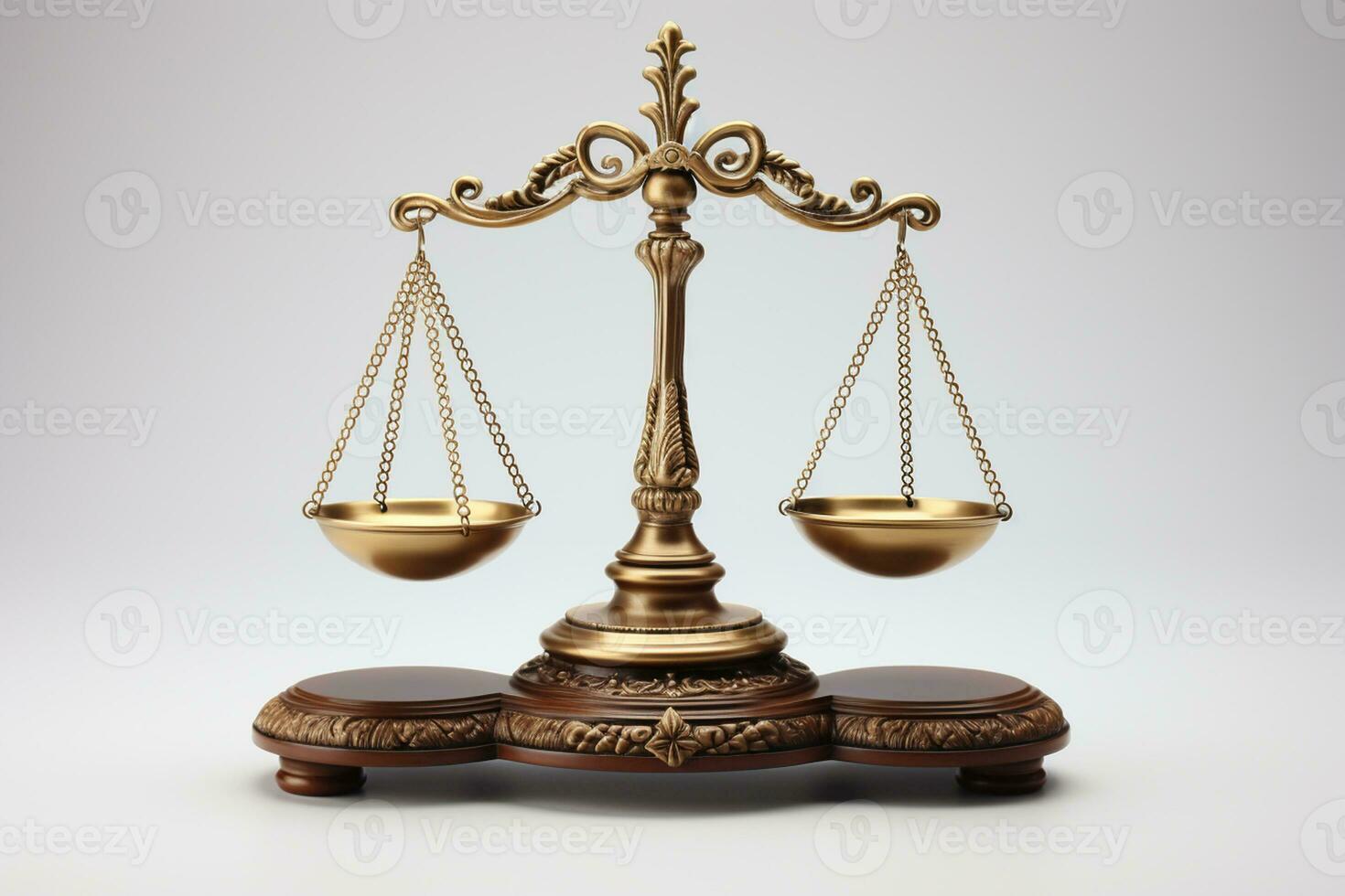 Scales of justice on a white background. 3d rendering. Ai generative photo