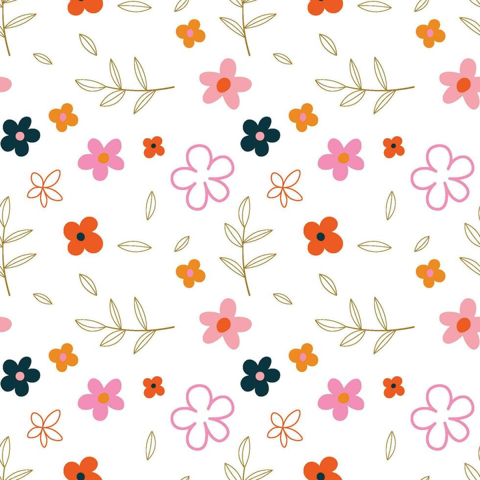 Abstract flat hand draw floral pattern background. Vector. vector