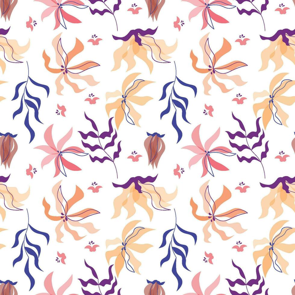 Abstract flat hand draw floral pattern background. Vector. vector
