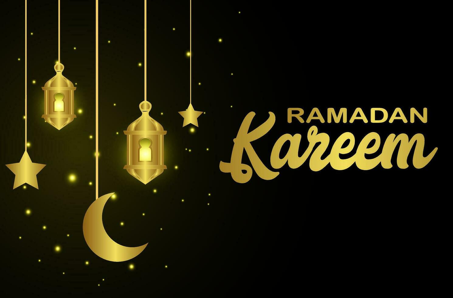 Islamic Crescent with mosque for Ramadan Kareem and Eid. Golden Half Moon pattern, background illustration. vector