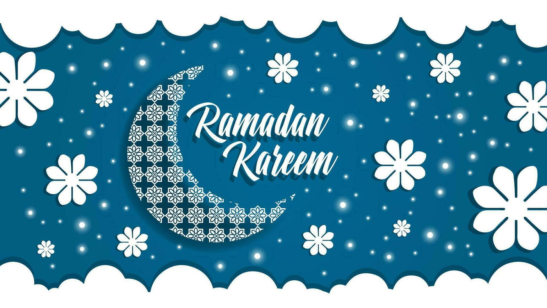 Ramadan greeting card. Illustration of a crescent and famous moon floating in the sky with background. vector illustration