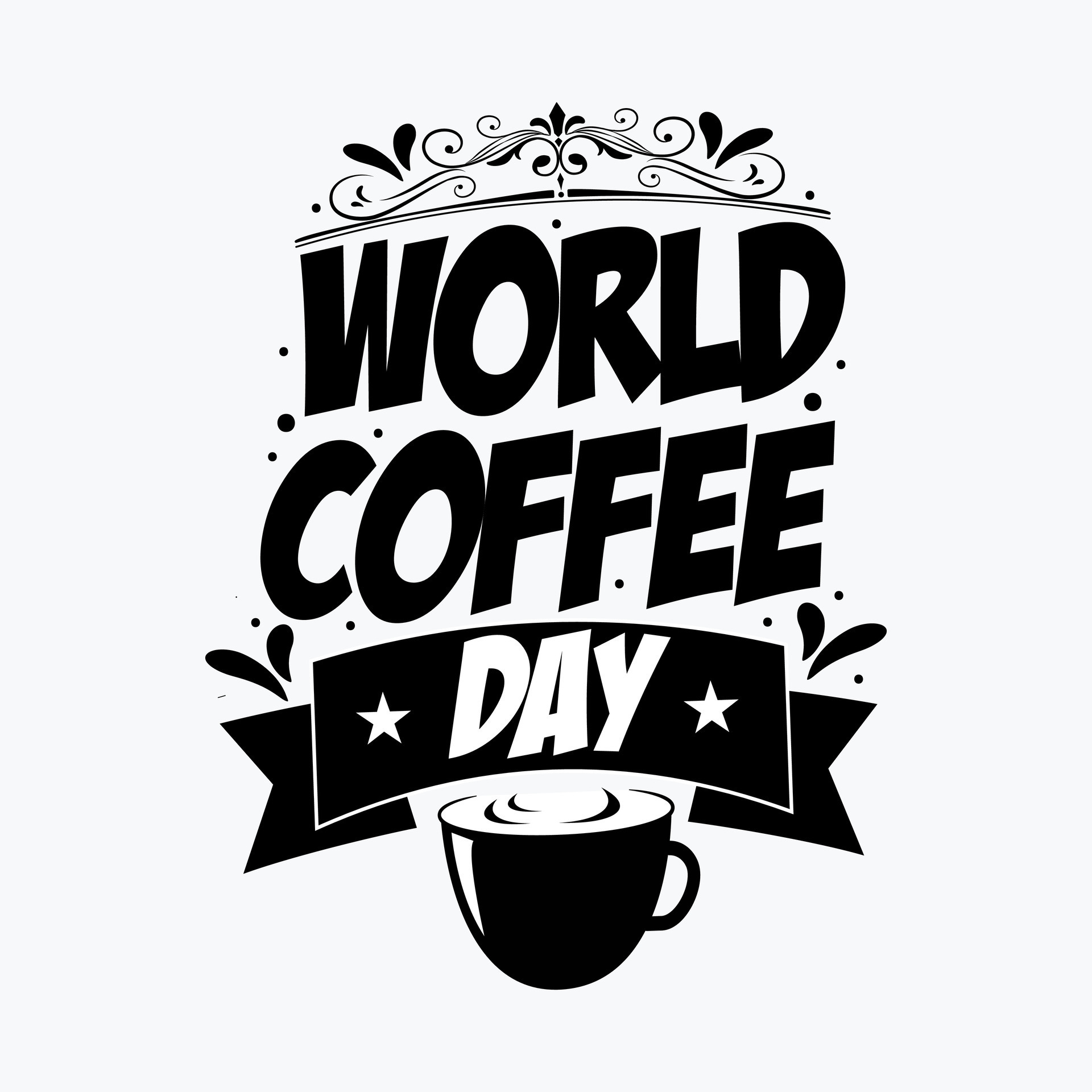 Hand drawn national coffee day vector illustration. Happy national