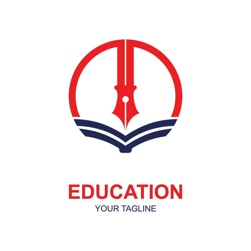 Education logo design with bachelor cap and book concept with creative idea vector