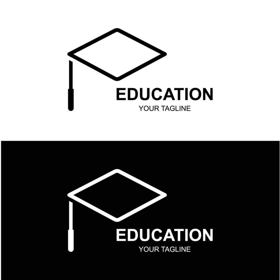 educación logo diseño con soltero gorra y libro concepto con creativo idea vector