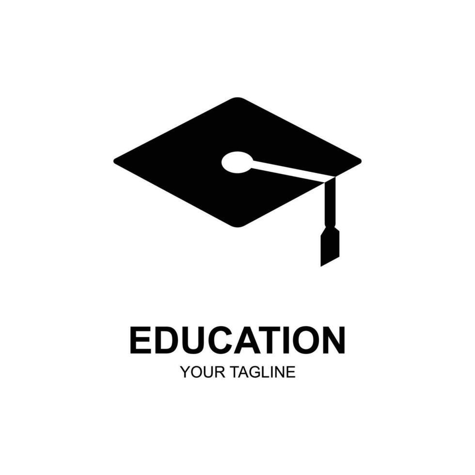 Education logo design with bachelor cap and book concept with creative idea vector