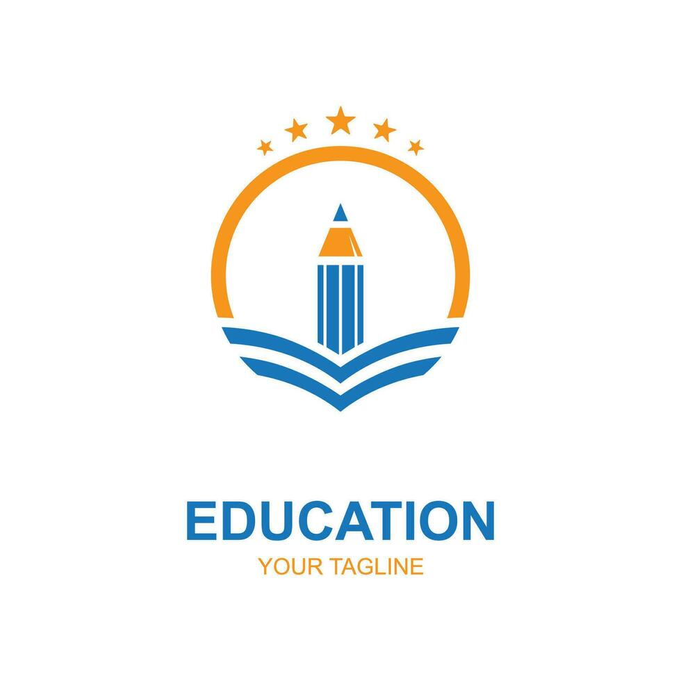 Education logo design with bachelor cap and book concept with creative idea vector