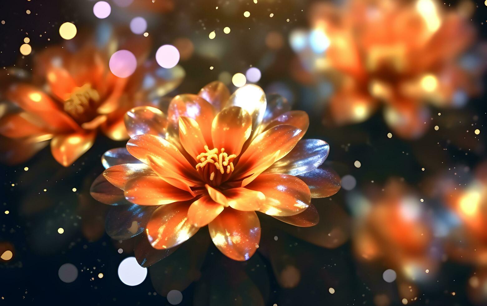 Colorful flowers with bokeh background Generative AI photo