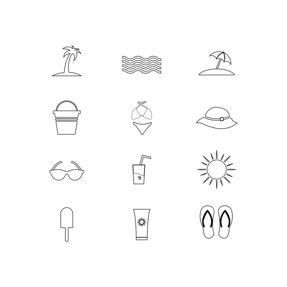 verano icono línea vector diseño