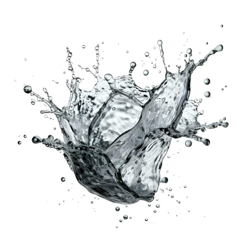 Water splash isolated on white background. AI generetive photo