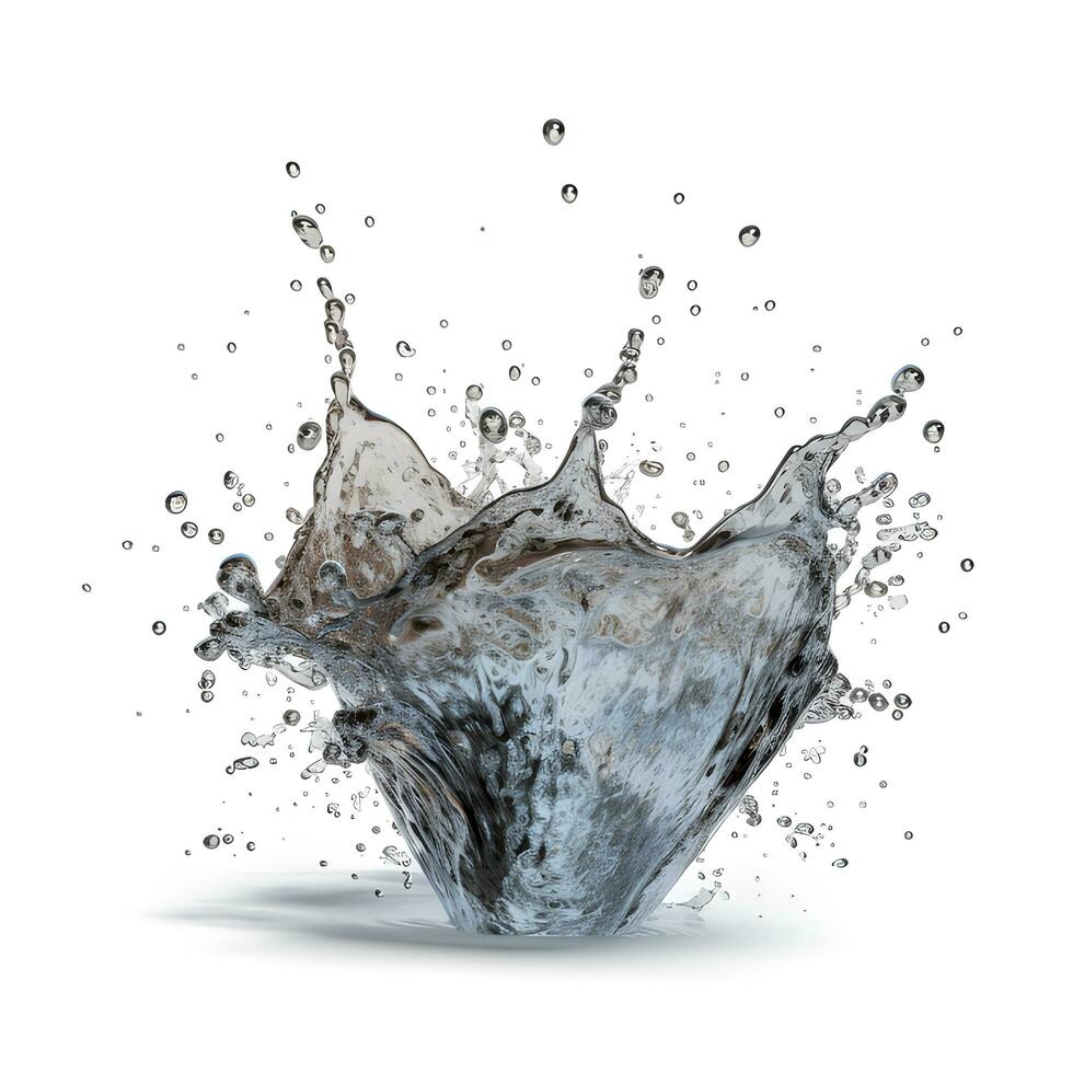 Water splash isolated on white background. AI generetive photo