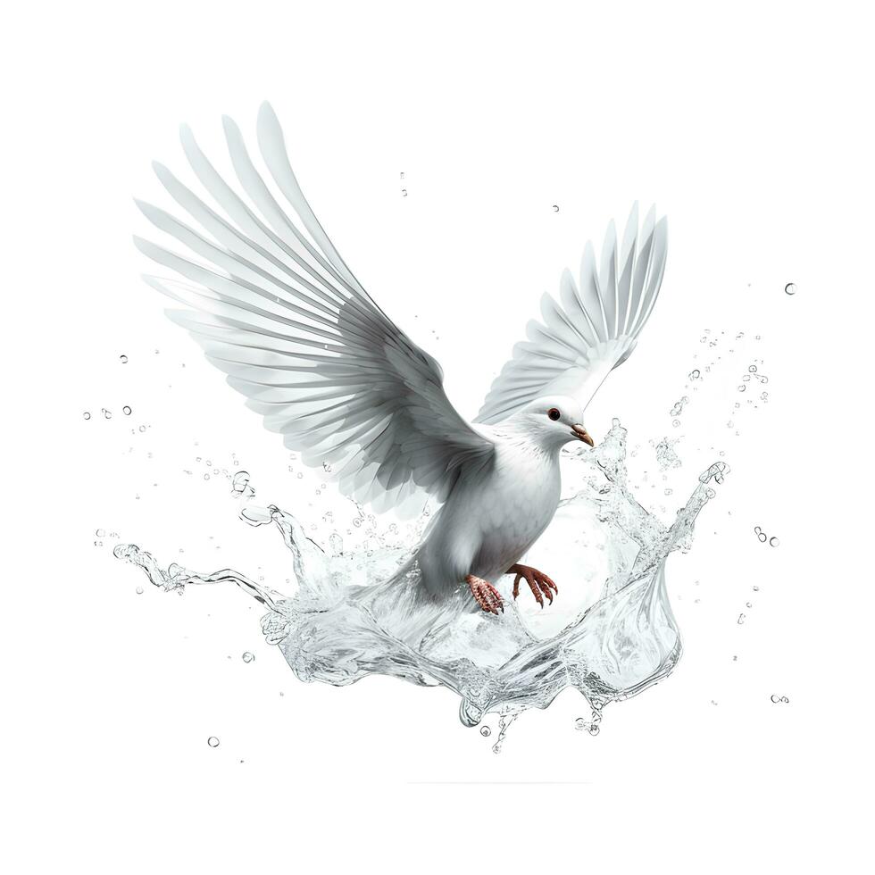 dove in water splash. AI generetive photo