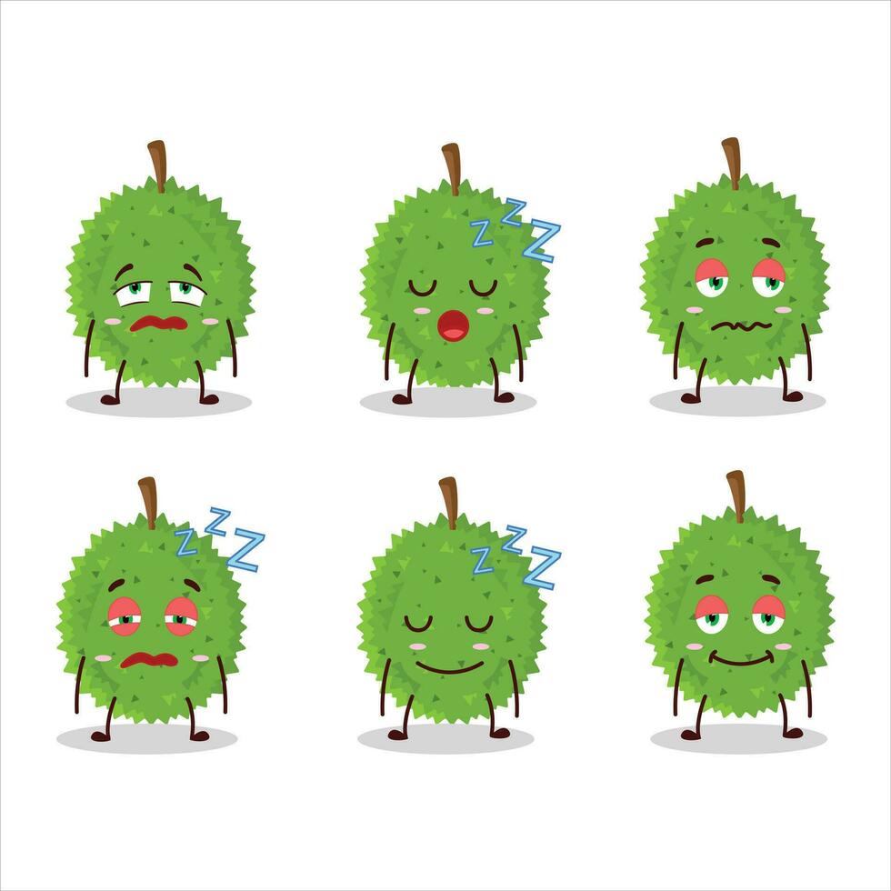 Cartoon character of durian with sleepy expression vector