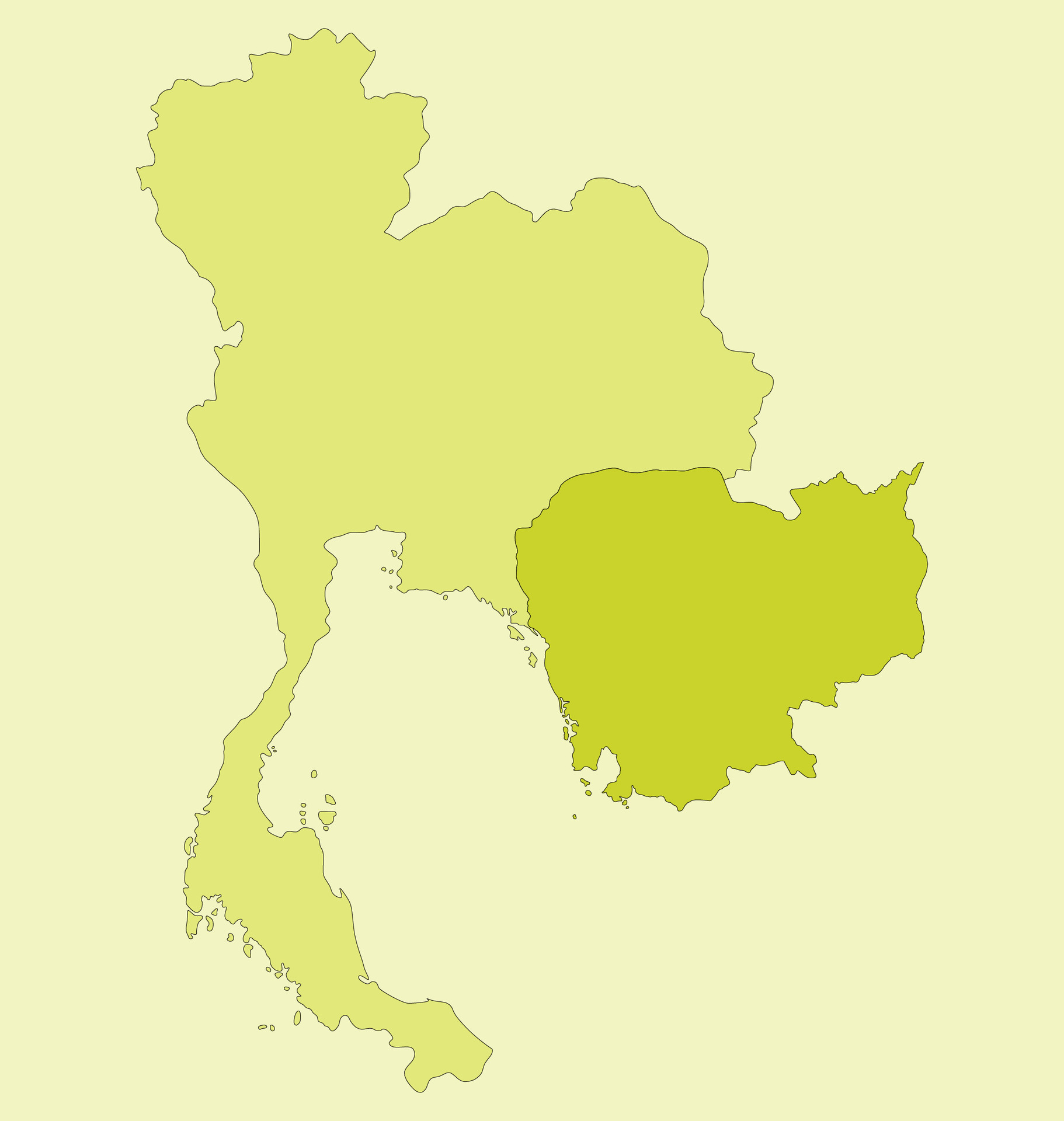 Map of Thailand and Cambodia. Map of border countries of Southeast Asia, Thailand and Cambodia