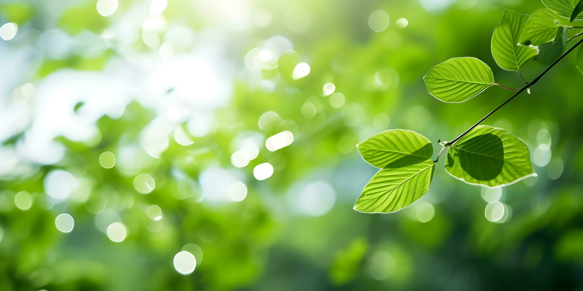 Fresh nature view of green leaf on blurred greenery background. photo