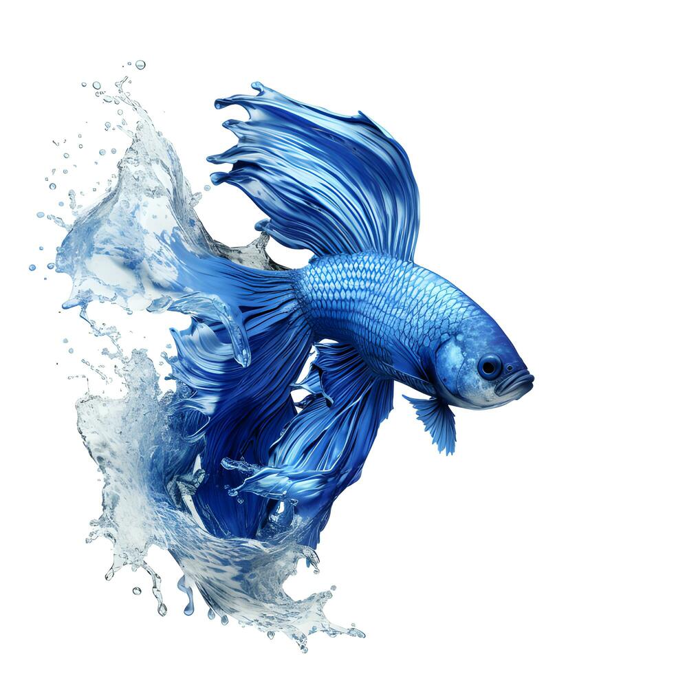 Betta in water splash. AI generetive photo