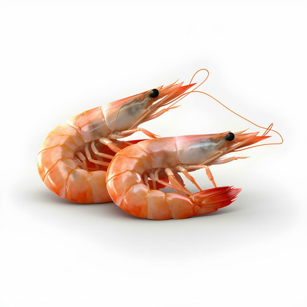 Fresh cooked shrimp isolated. AI generetive photo