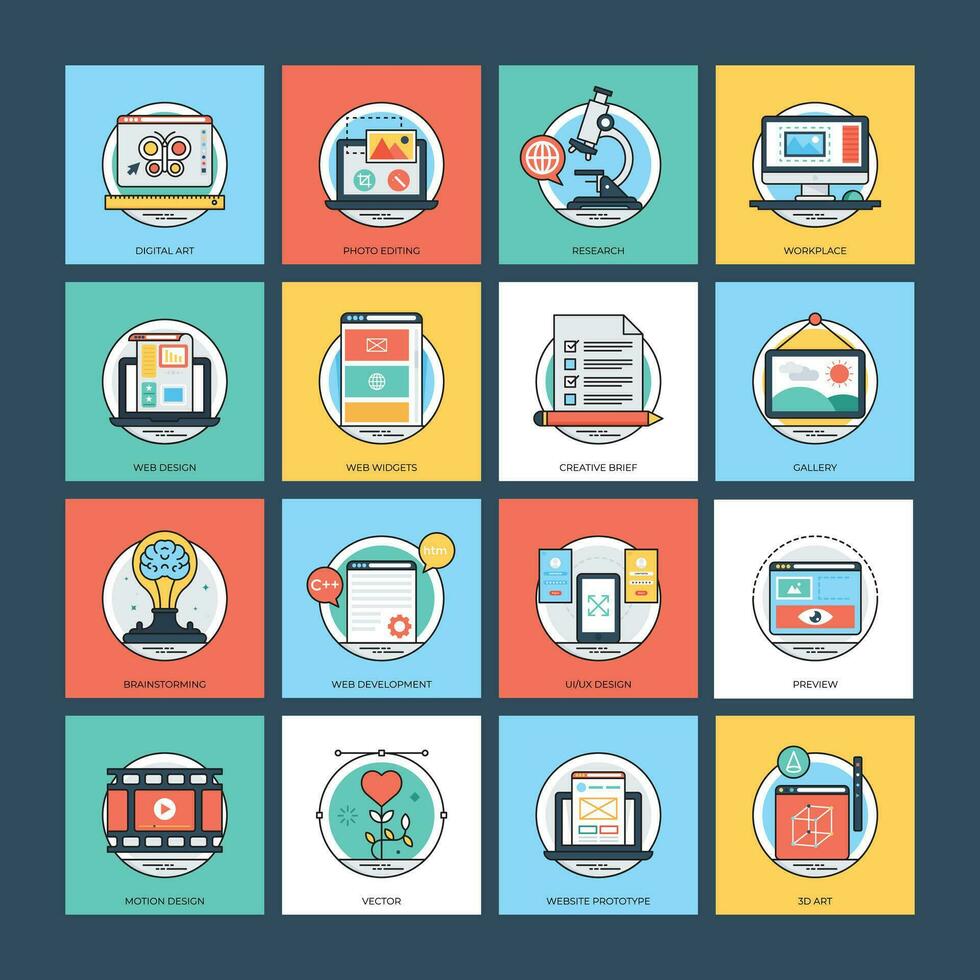 Web and Mobile Development Icons Set vector