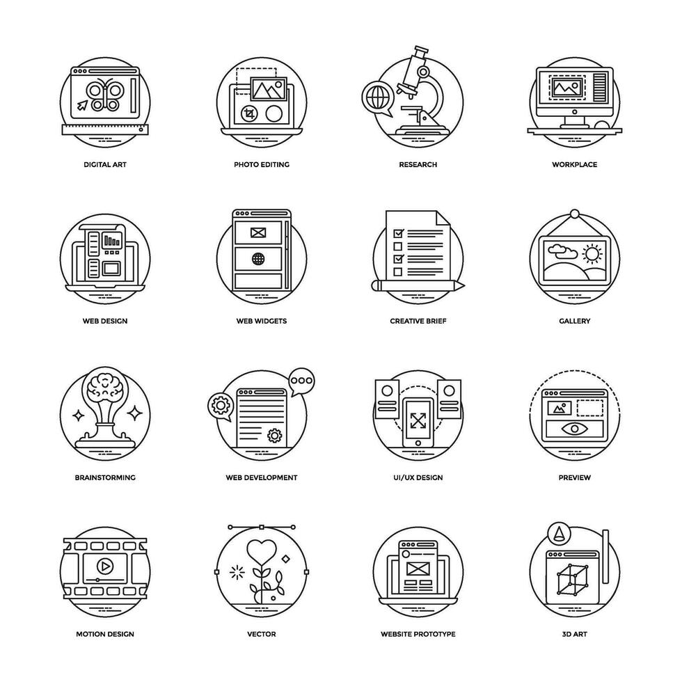 web y móvil desarrollo íconos conjunto vector