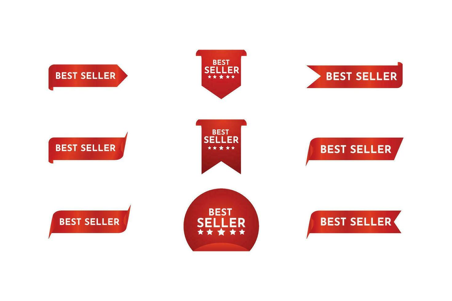 Best seller red ribbon vector label design template for business