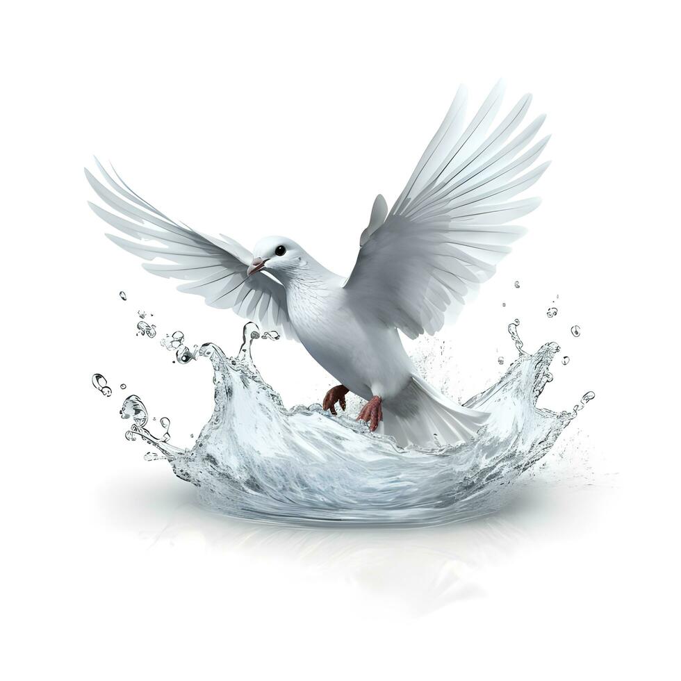 dove in water splash. AI generetive photo