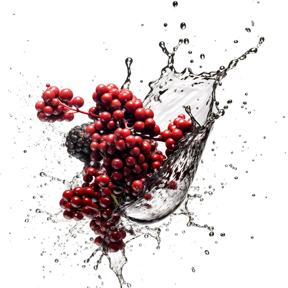 Cranberries in water splash. AI generetive photo