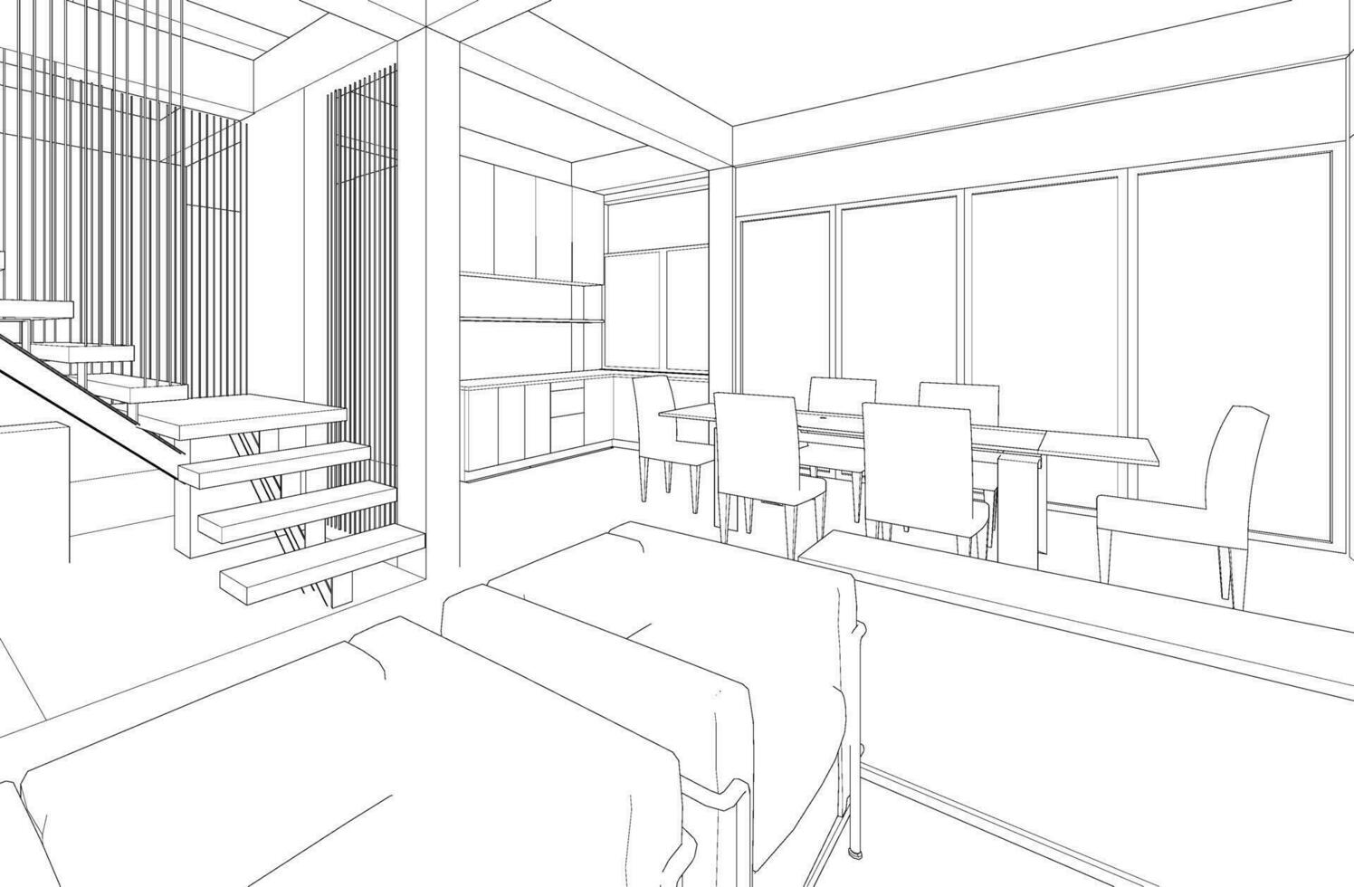 3D illustration of residential project vector