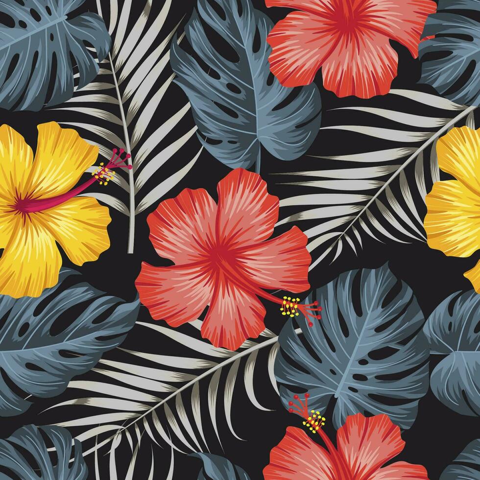 Floral seamless pattern with leaves. tropical background vector