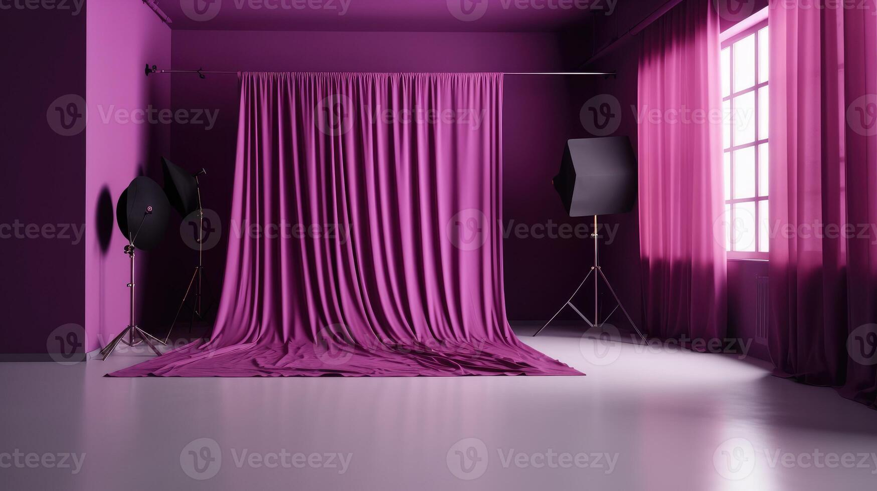 Studio space with purple colour concept photo