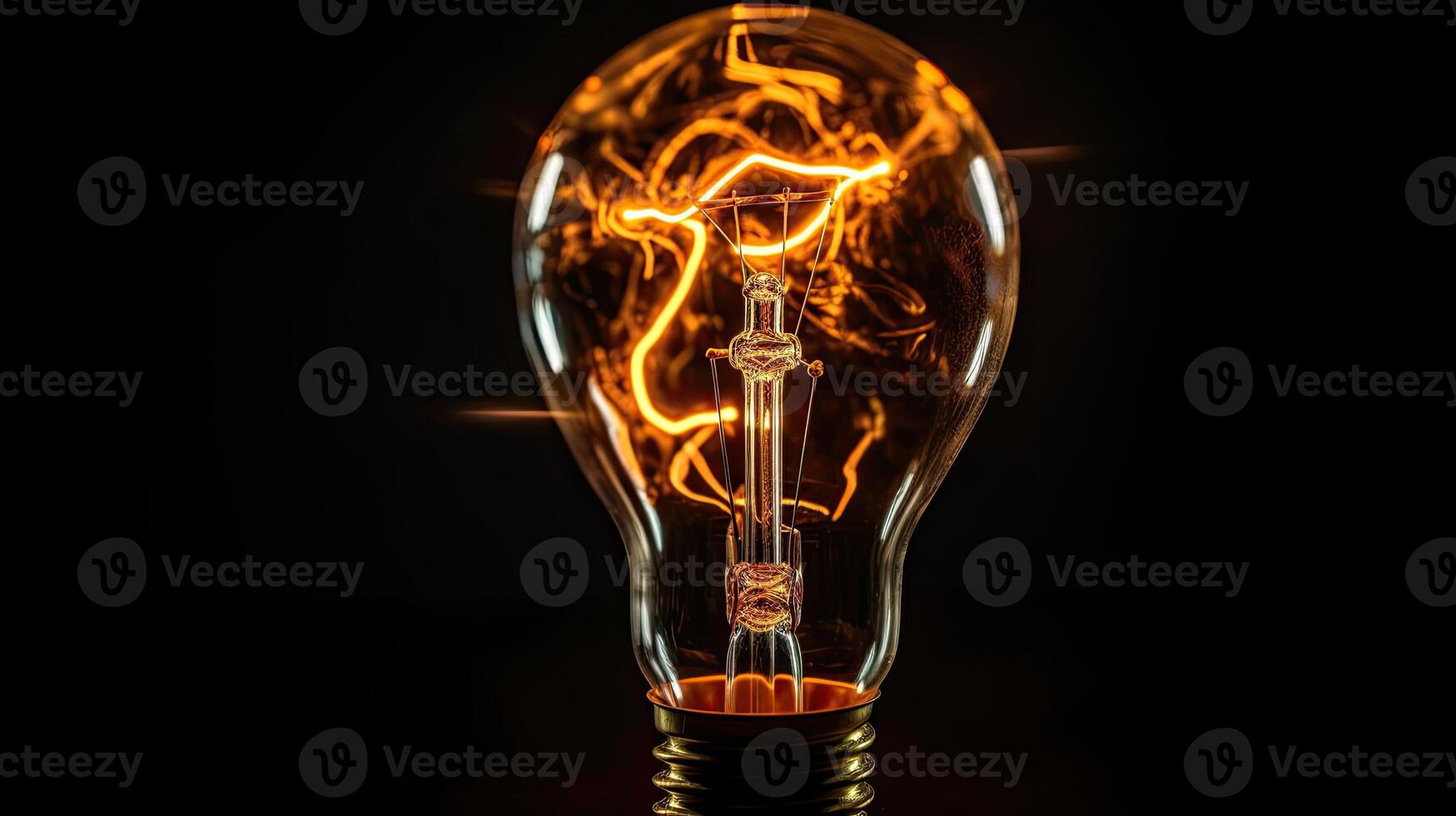 The glow of an illuminated light bulb AI Generative photo