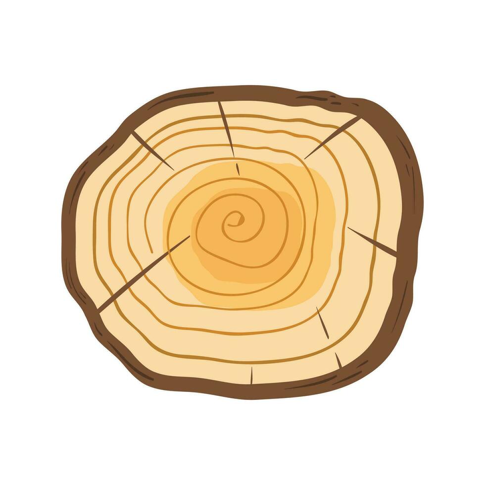 Wood Slice Illustration. Hand Drawn Vector Illustration Wooden Slice. Pre-made Wood Slice Design, Rustic Wood Slice Clipart.