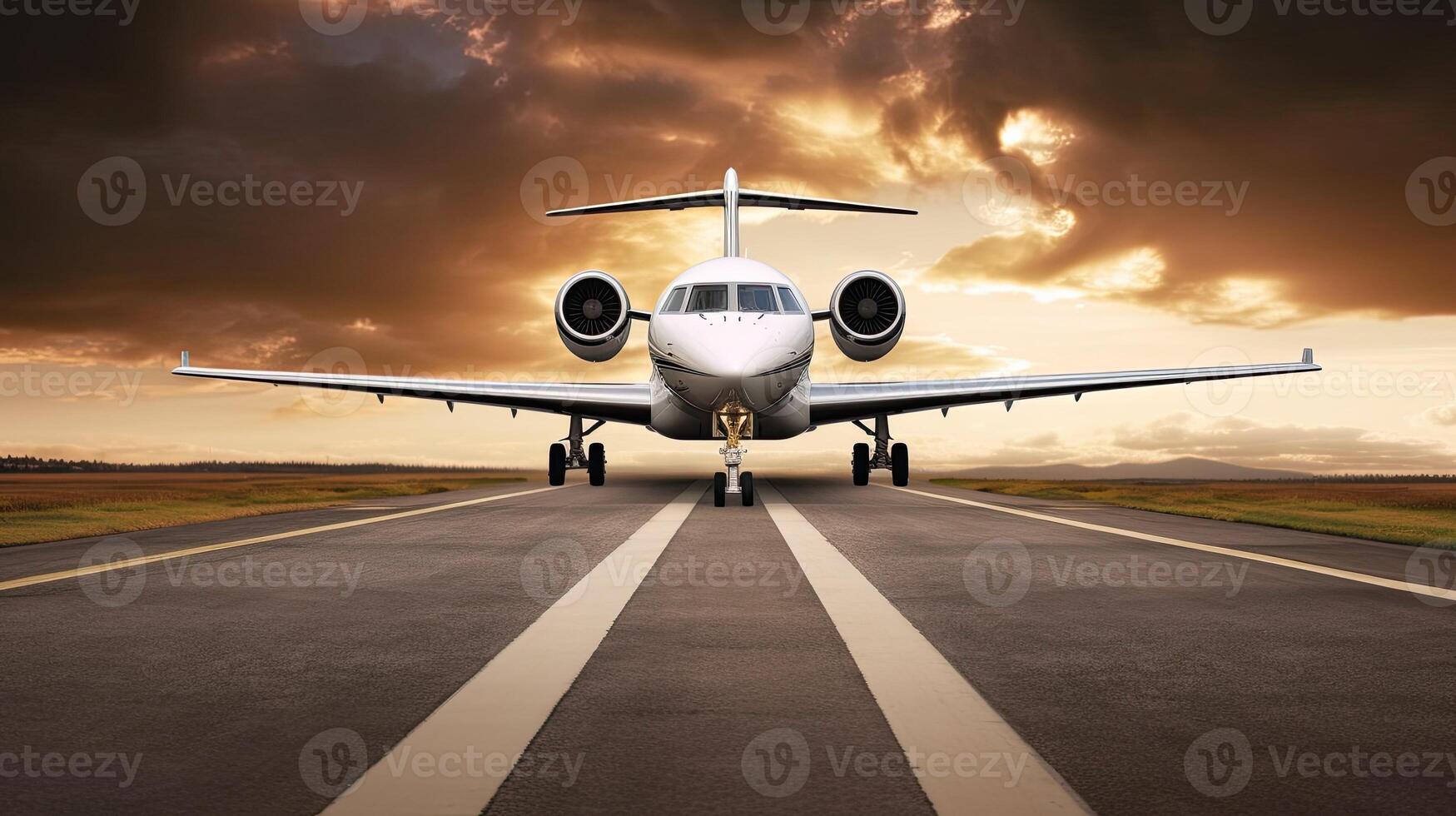 An aeroplane ready to take off on its runway photo