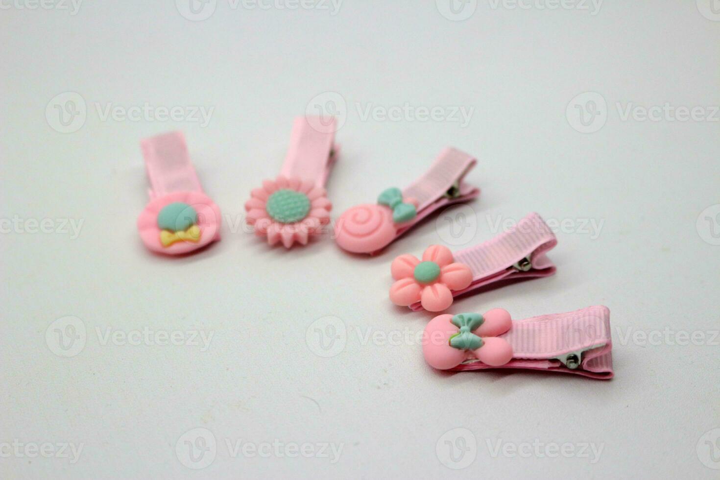 Pink hair clips photo