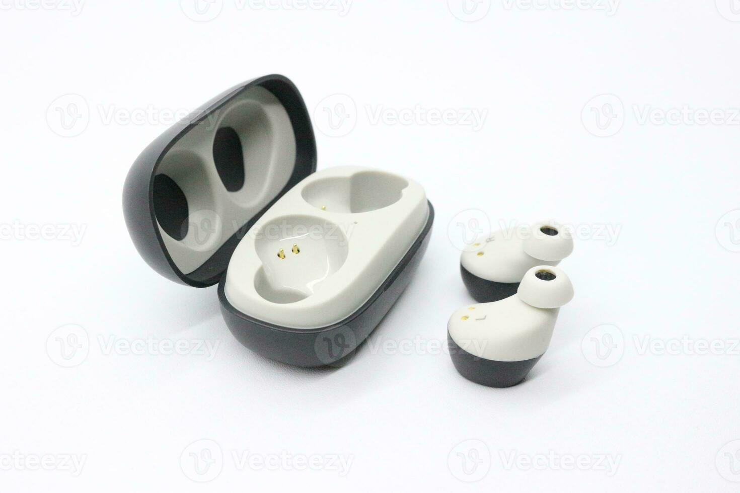 Black bluetooth earphones photo