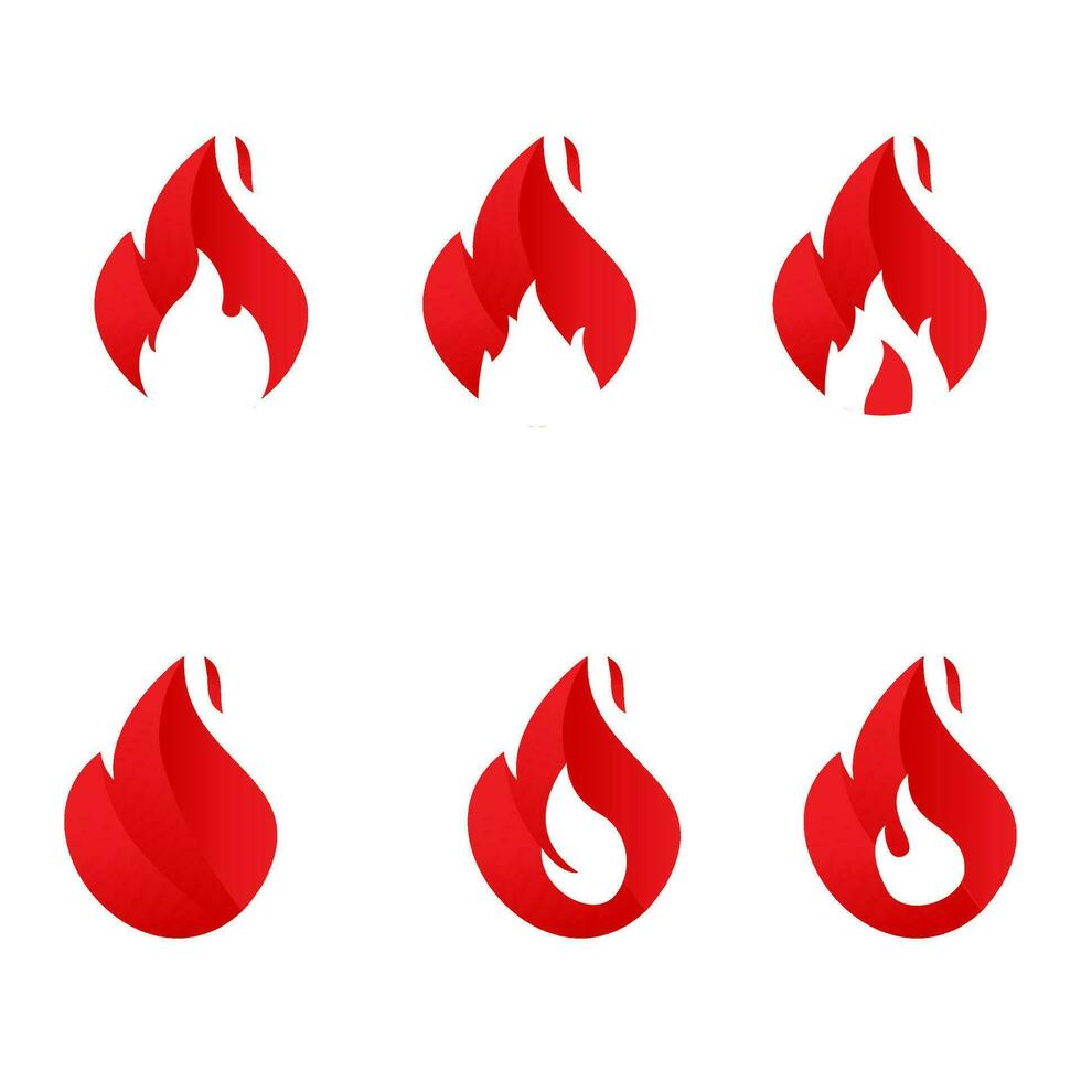 Set of Fire Vector template, firewood logo vector illustration