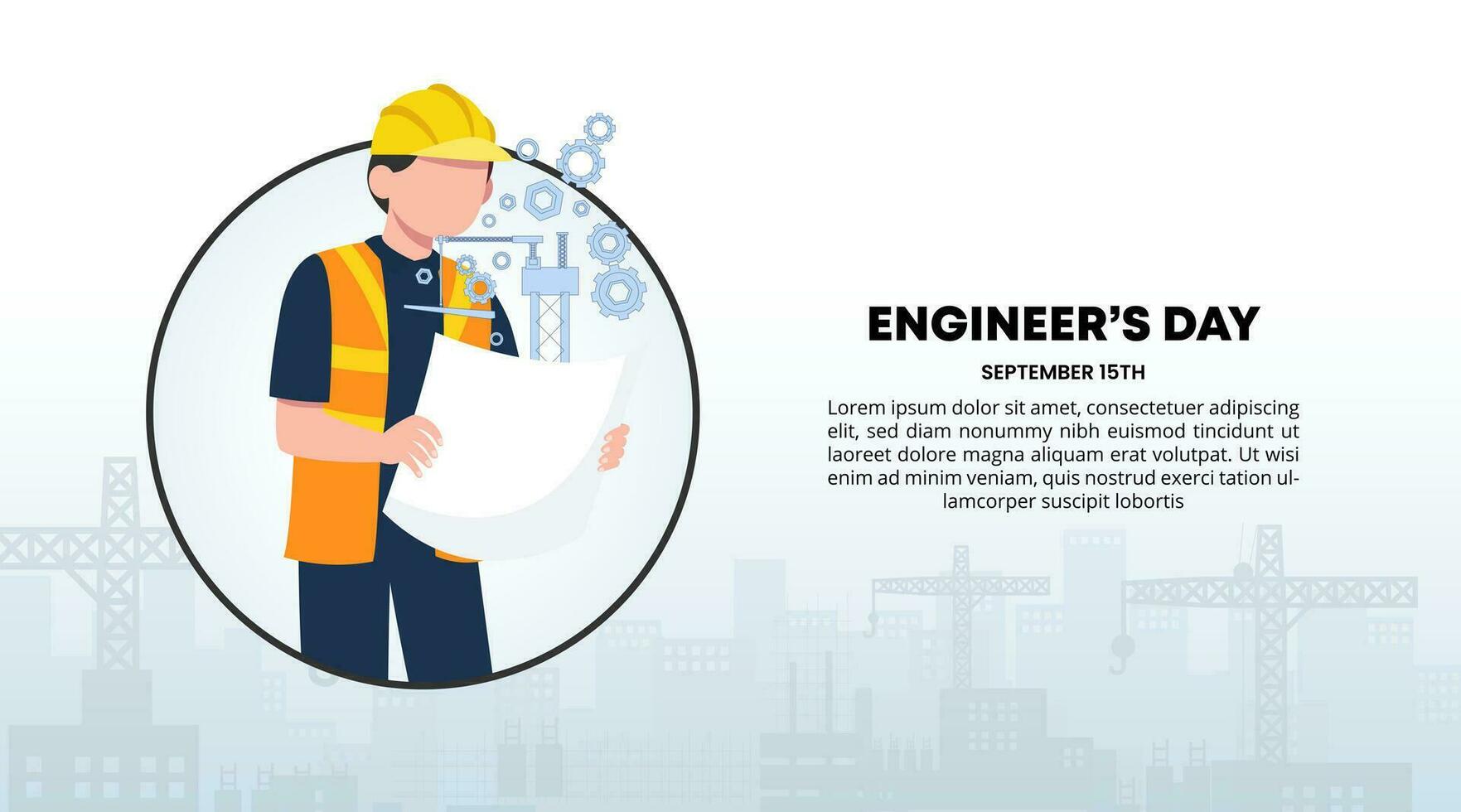 Engineer Day background with an engineer and construction vector