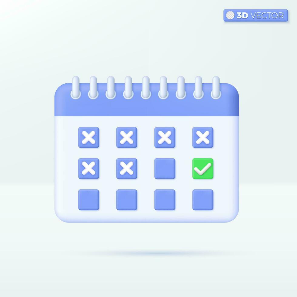 Calendar appointment icon symbols. Schedule assignment, business event planning concept. 3D vector isolated illustration design. Cartoon pastel Minimal style. You can used for design ux, ui, print ad.