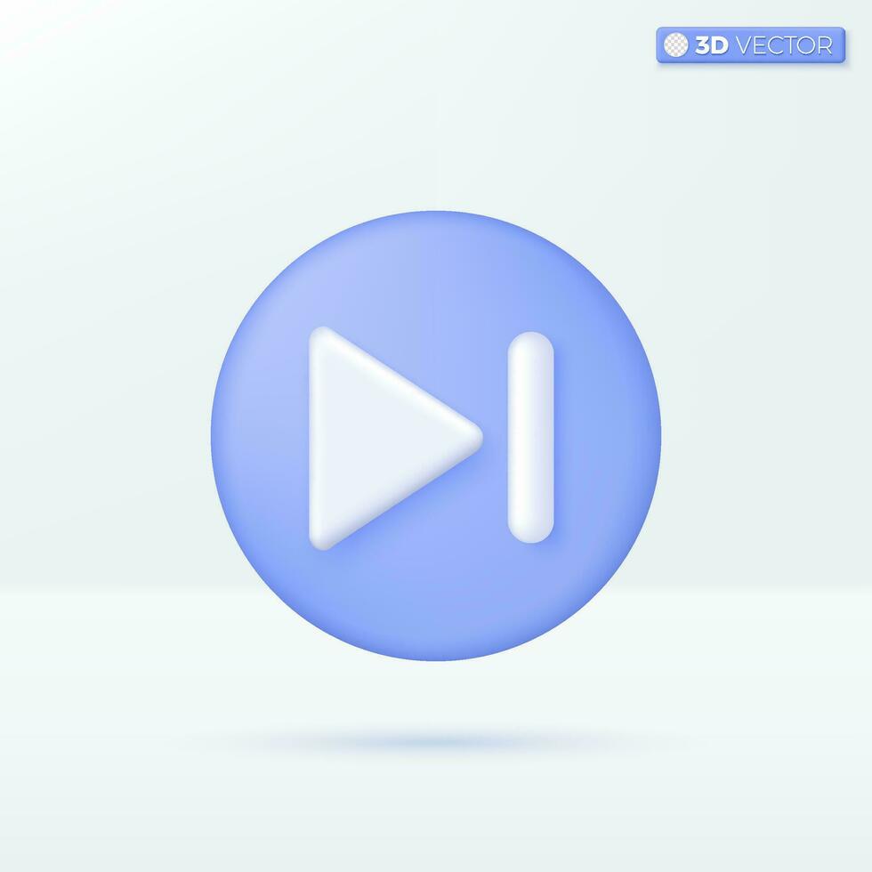 Fast forward icon symbols. music button, Skip to the end, next, Play and pause concept. 3D vector isolated illustration design. Cartoon pastel Minimal style. You can used for design ux, ui, print ad.