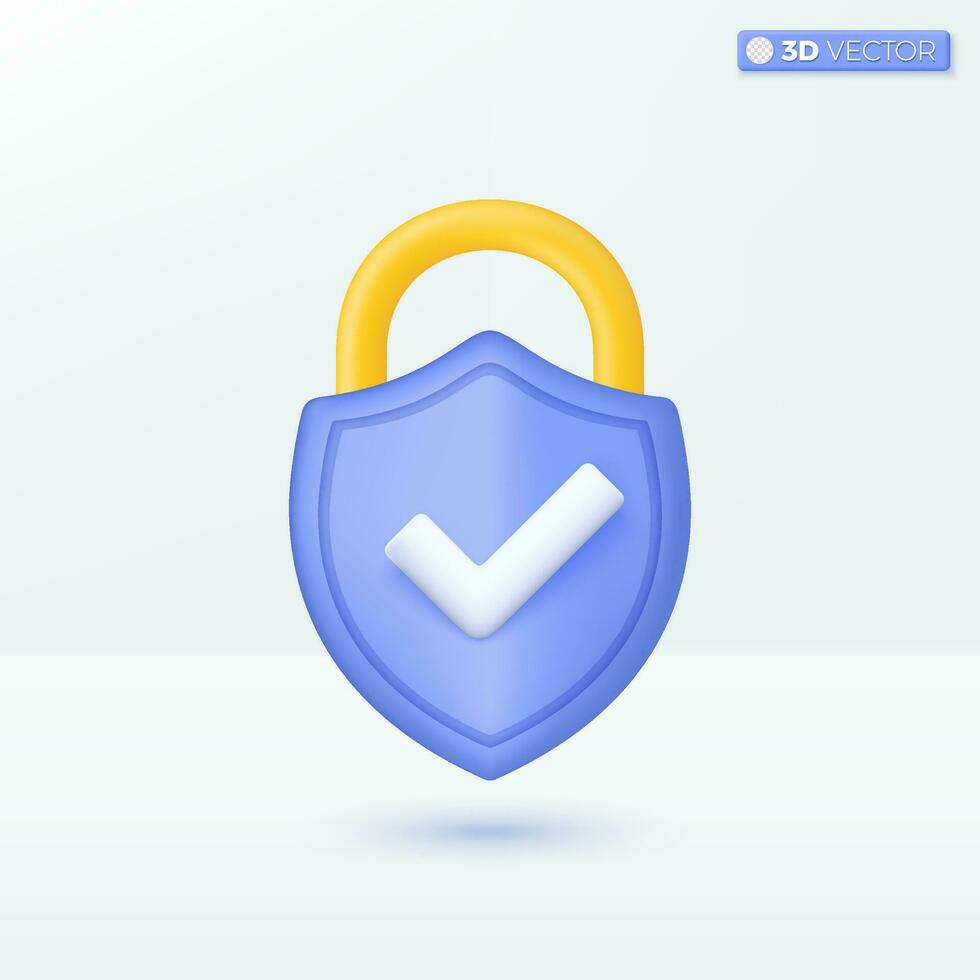 Guard lock icon symbols. Security, encryption, privacy cyber protection or antivirus concept. 3D vector isolated illustration design. Cartoon pastel Minimal style. You can used for ux, ui, print ad.