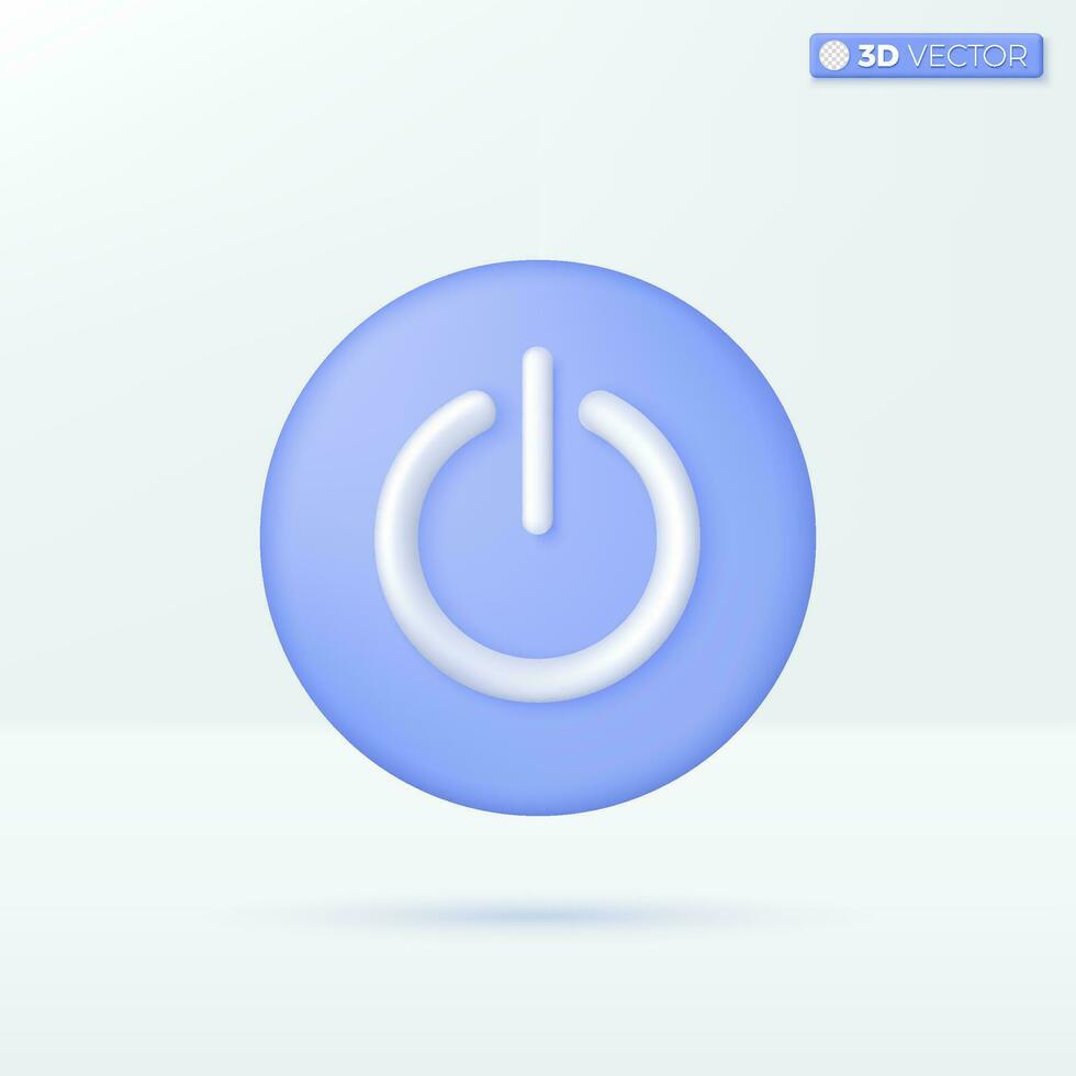 Push start button power icon symbols. Shut down, power on off for web or mobile concept. 3D vector isolated illustration design. Cartoon pastel Minimal style. You can used for design ux, ui, print ad.