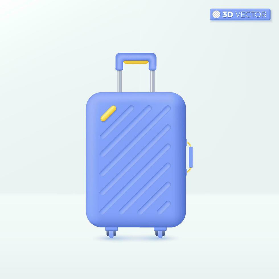 viaje bolso icono simbolos maleta, viaje planificación, servicio, turismo y viaje concepto. 3d vector aislado ilustración diseño. dibujos animados pastel mínimo estilo. usted lata usado para diseño ux, ui, impresión anuncio.