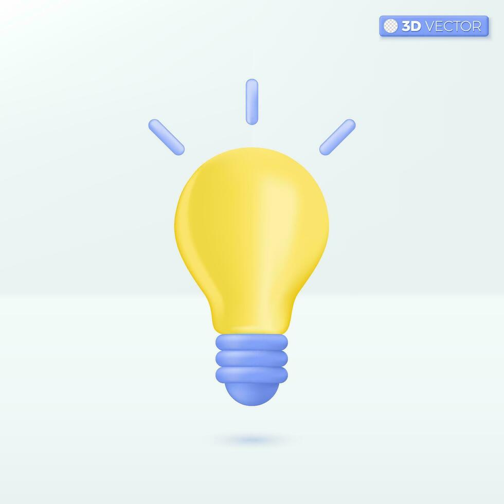 Light bulb LED icon symbol. creative innovation, development, idea icon metaphor. 3D vector isolated illustration design. Cartoon pastel Minimal style. You can used for mobile app, ux, ui, print ad.