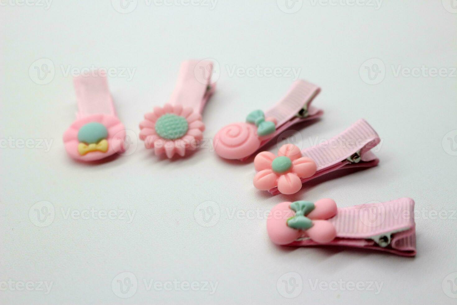 Pink hair clips photo