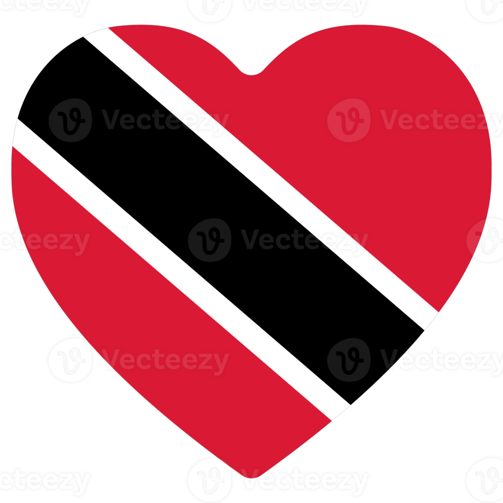 Trinidad and Tobago flag in heart shape. Flag of Trinidad and Tobago heart shape png