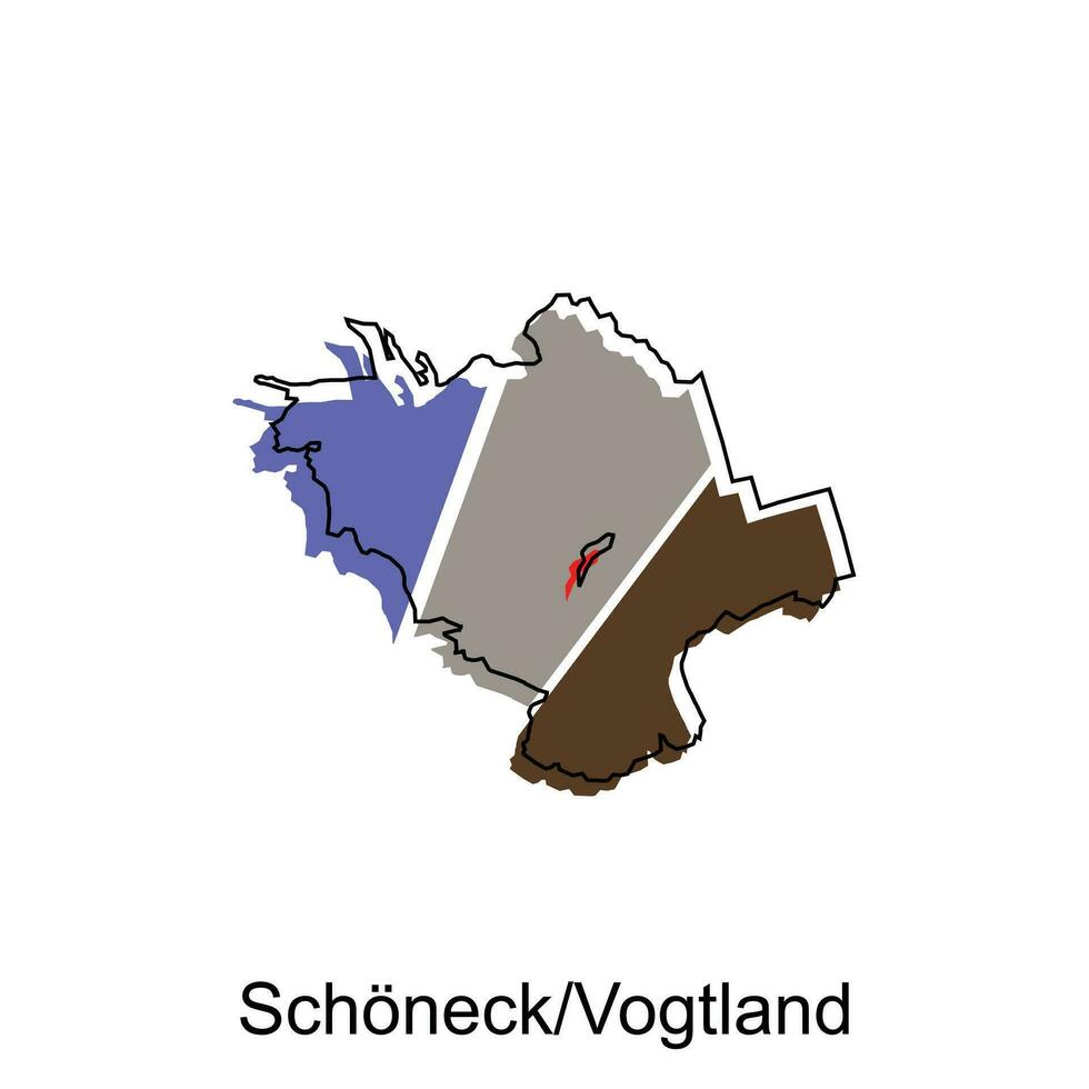 vector map of Schoneck, Vogtland colorful modern outline design, World map country vector illustration design template