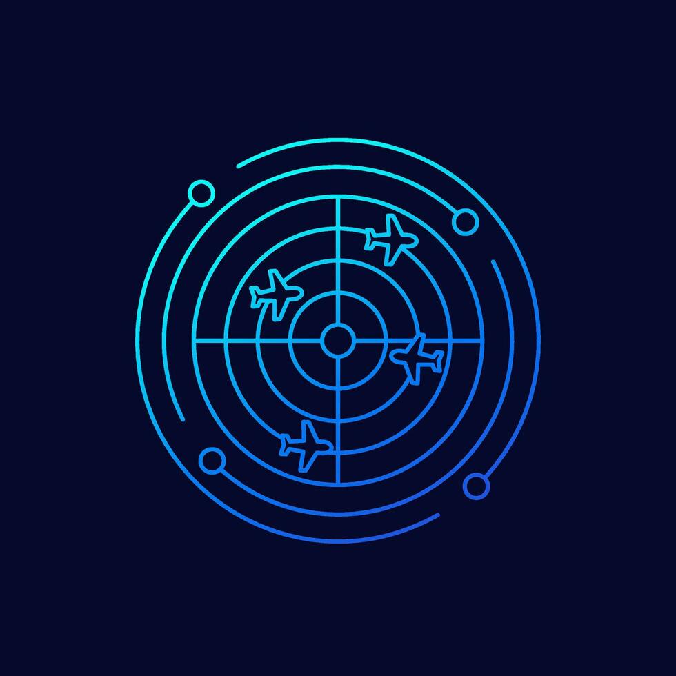 flight radar icon, linear design vector