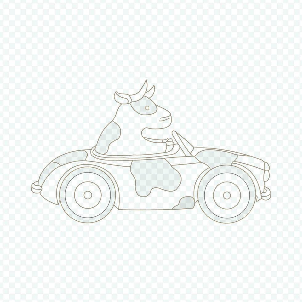 Toy car, comfortable car, vector, line art, eps10 vector
