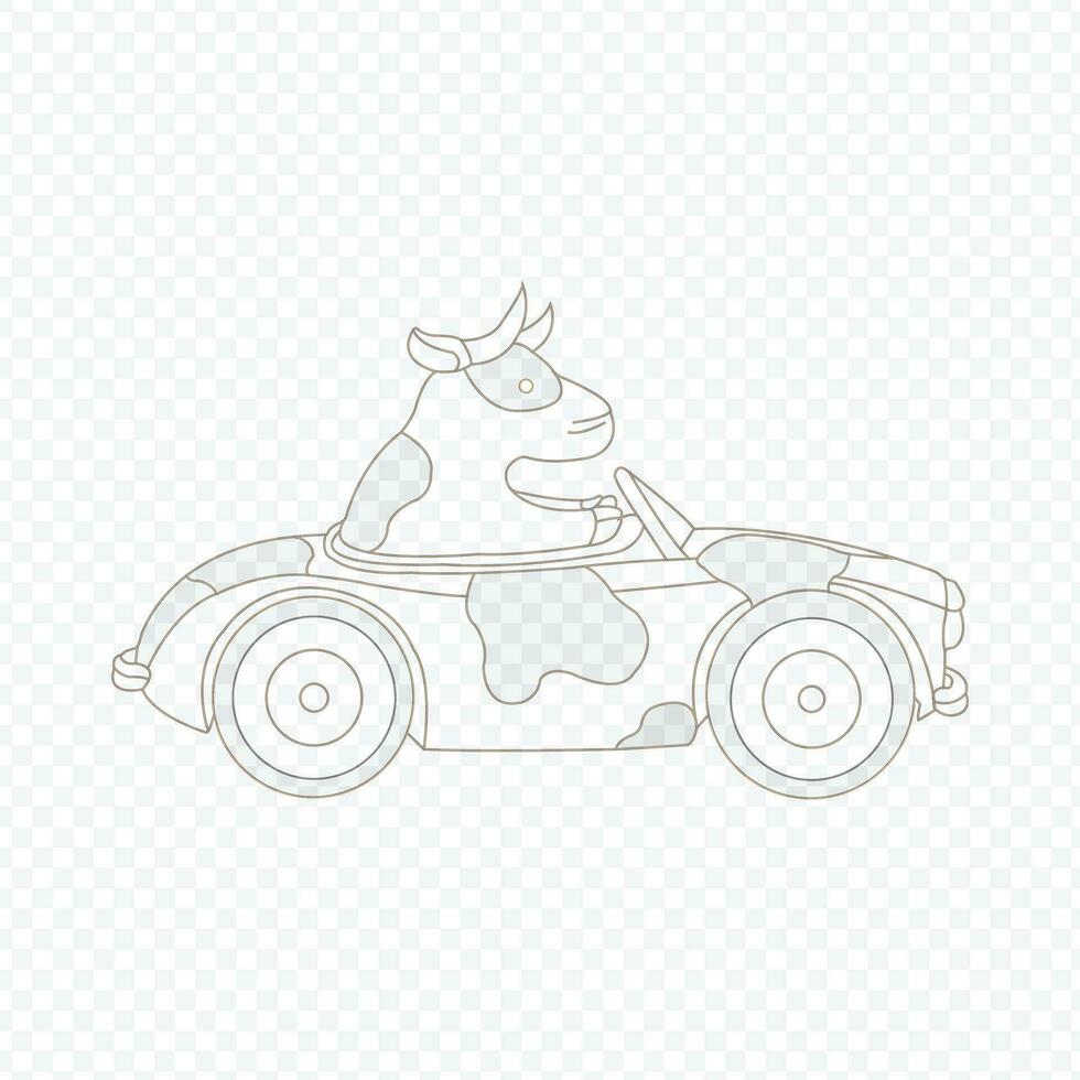 Toy car, comfortable car, vector, line art, eps10 vector