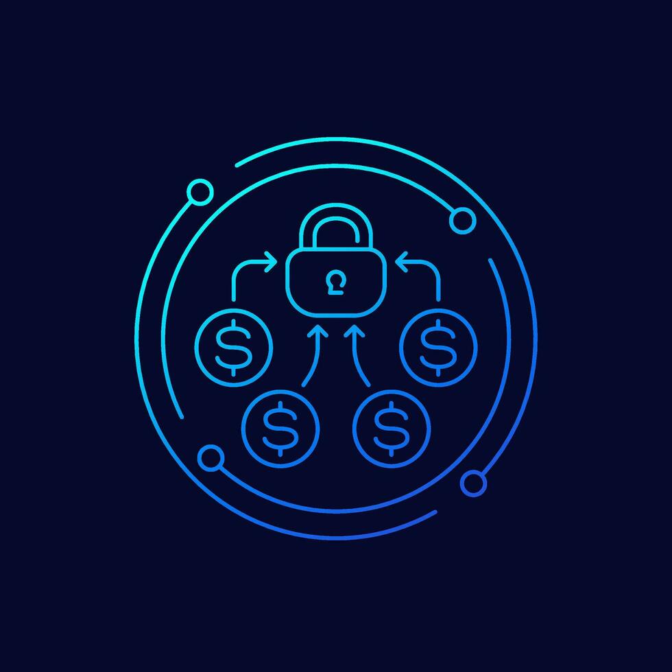 locked funds icon, linear design vector